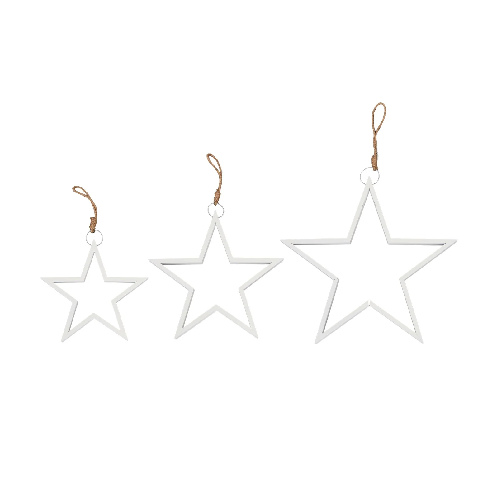 White MDF Star Hanging Decoration - Pk 3