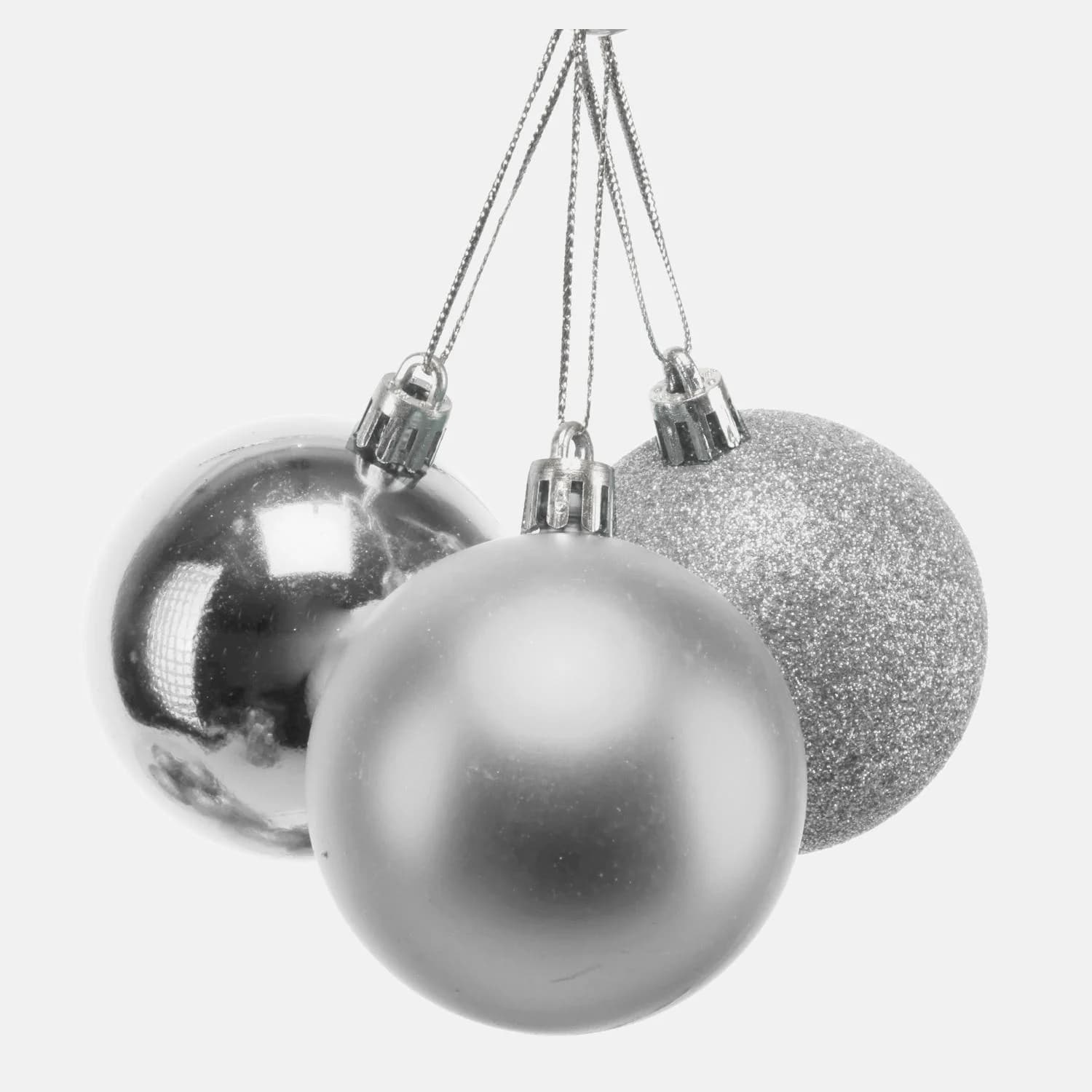 Asstd. Finish Silver Xmas Baubles (8cm) - Pk 8