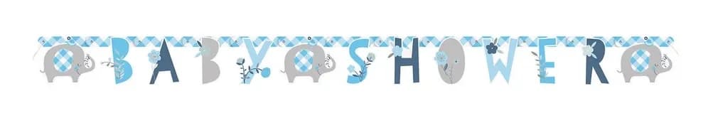 Blue Elephant Baby Shower Jointed Banner (1.82M)