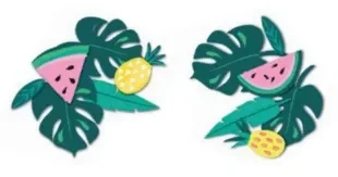 Tropical Fruit & Foliage Cutout Decorations - Pk 12
