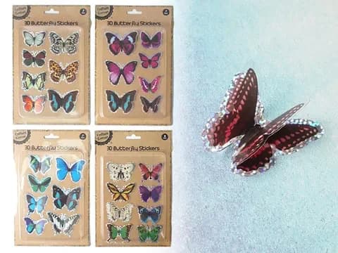 Assorted 3D Butterfly Stickers, Pack of 7