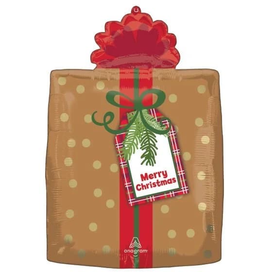 Standard XL Merry Christmas Plaid Present Balloon (50 cm)