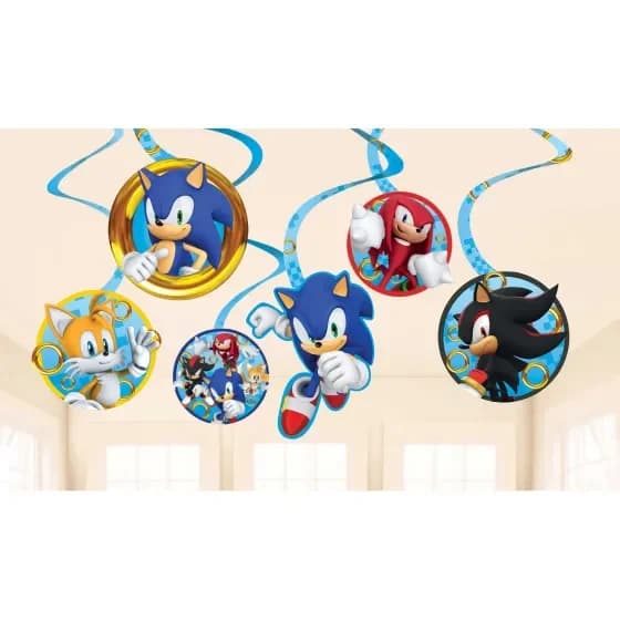 Sonic the Hedgehog Hanging Swirl Decorations – Pk 12