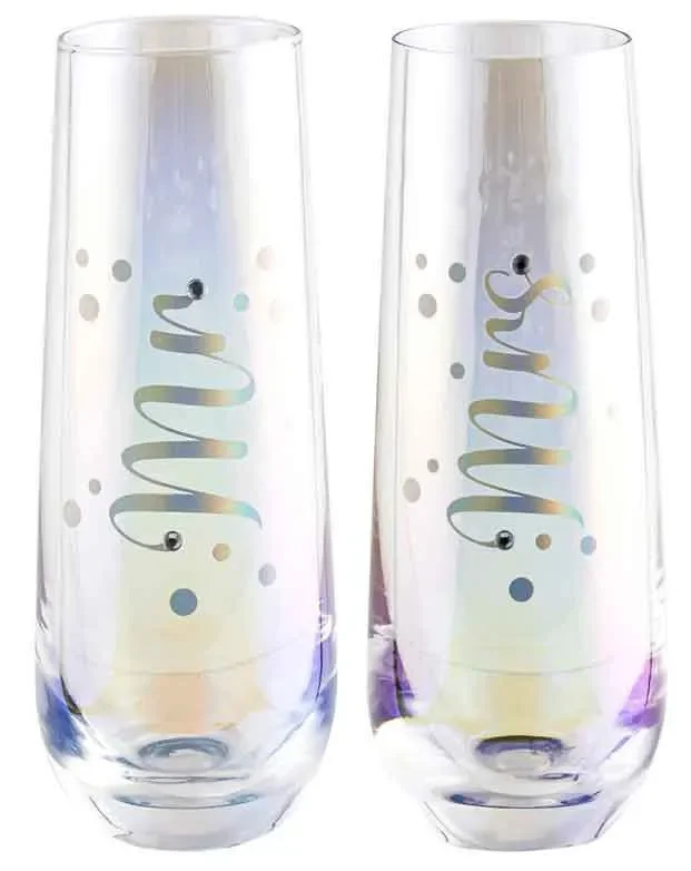 Mr & Mrs Stemless Champagne Glasses – Set Of 2