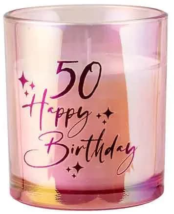 50th Pink Chrome Candle