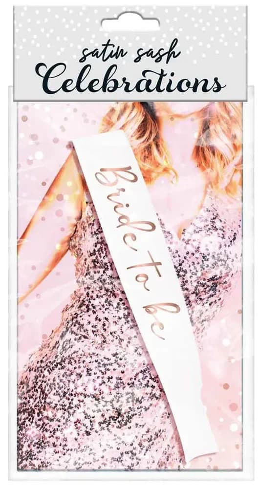 Bride To Be Sash - White / Rose Gold