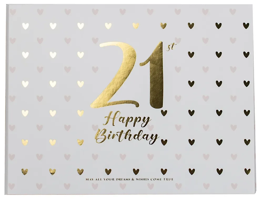 21st Sweetheart Guest Book With Gold Text
