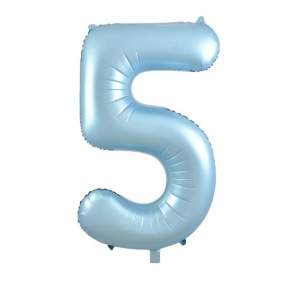 Matte Pastel Blue Number 5 Foil Balloon (86cm)