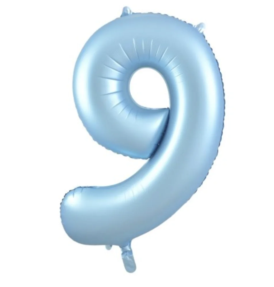Matte Pastel Blue Number 9 Foil Balloon (86cm)