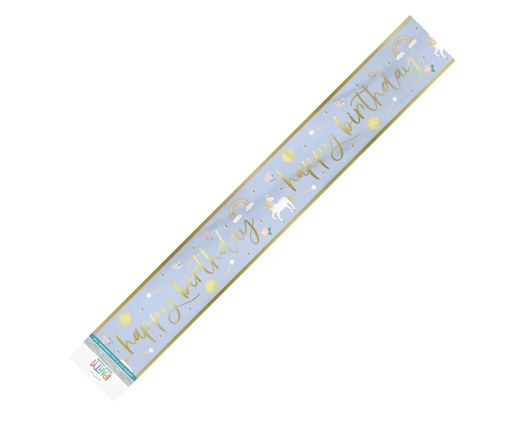Dainty Unicorn Happy Birthday Foil Banner