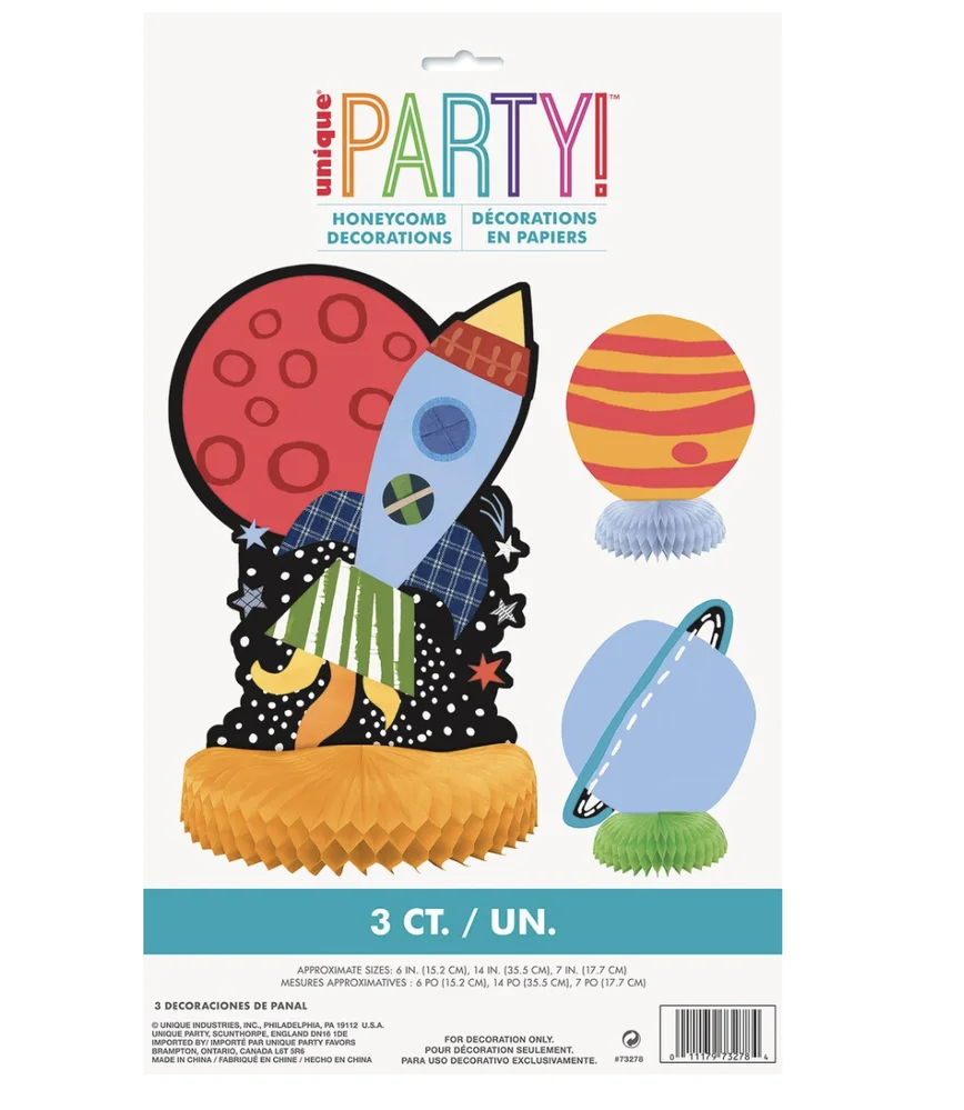 Outer Space Honeycomb Decorations – Pk 3