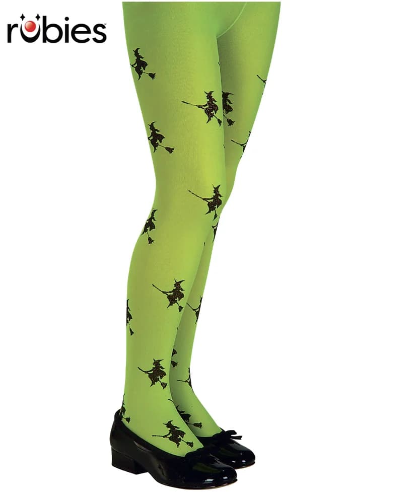 Glitter Green Witch Tights –Child (Small)