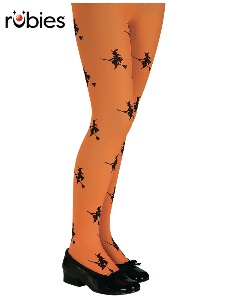 Glitter Orange Witch Tights –Child (Small)