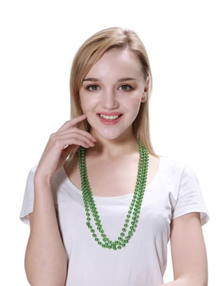 Party Bead Green Necklace –Pk3