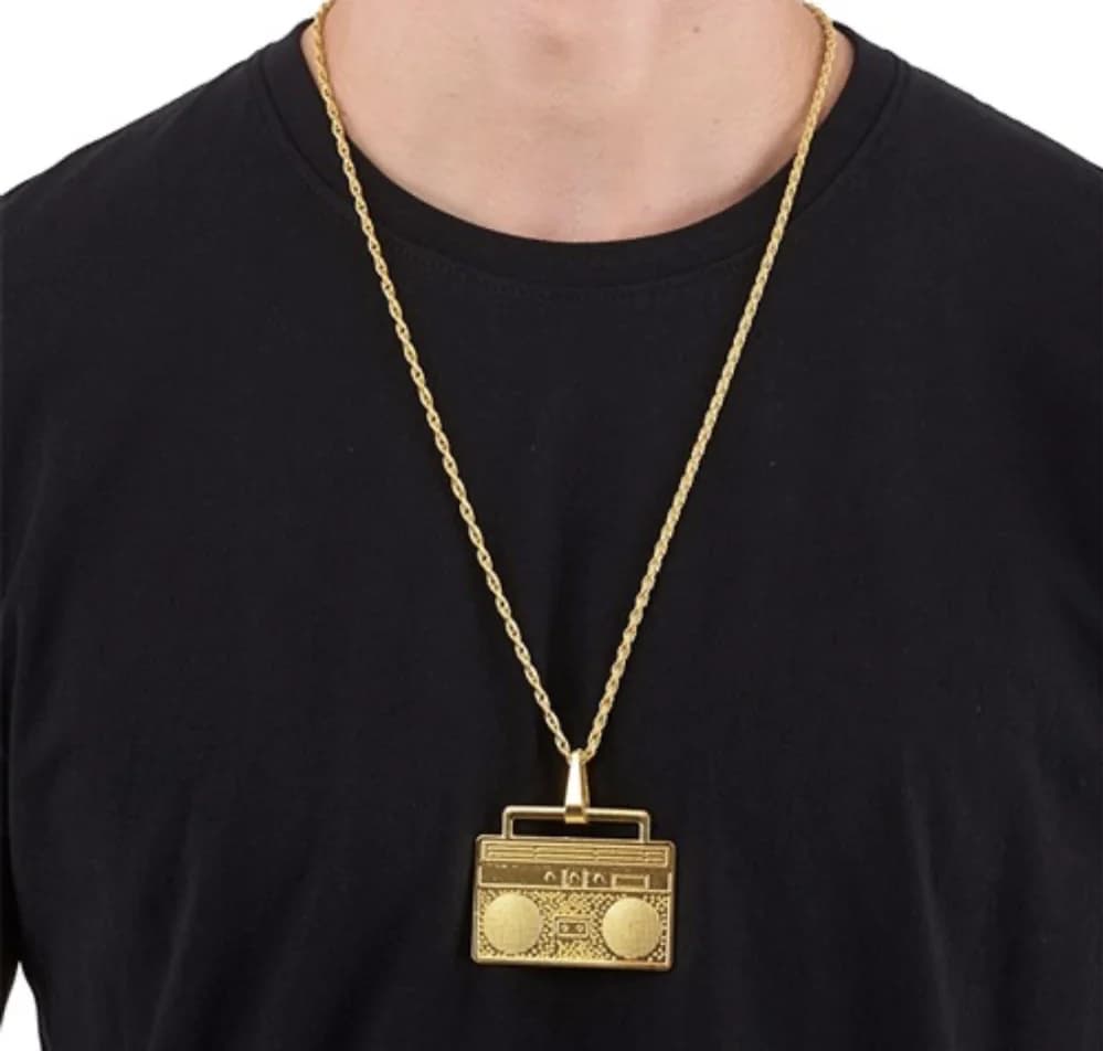 Ghetto Blaster Bling Gold Necklace