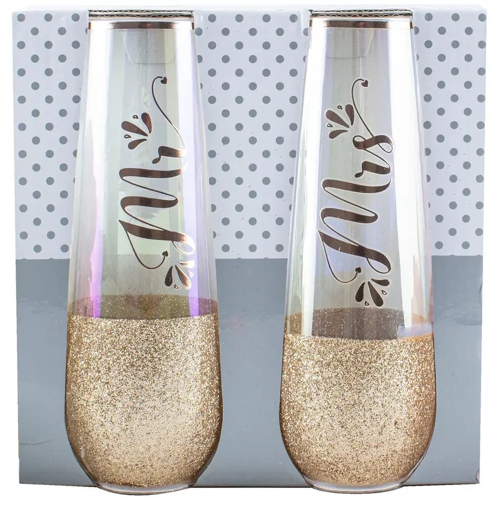Mr & Mrs Stemless Champagne Glass