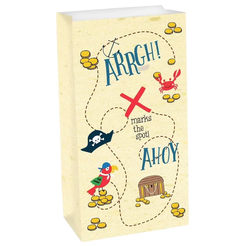 Ahoy Pirate Birthday Paper Treat Bags 8 Pack