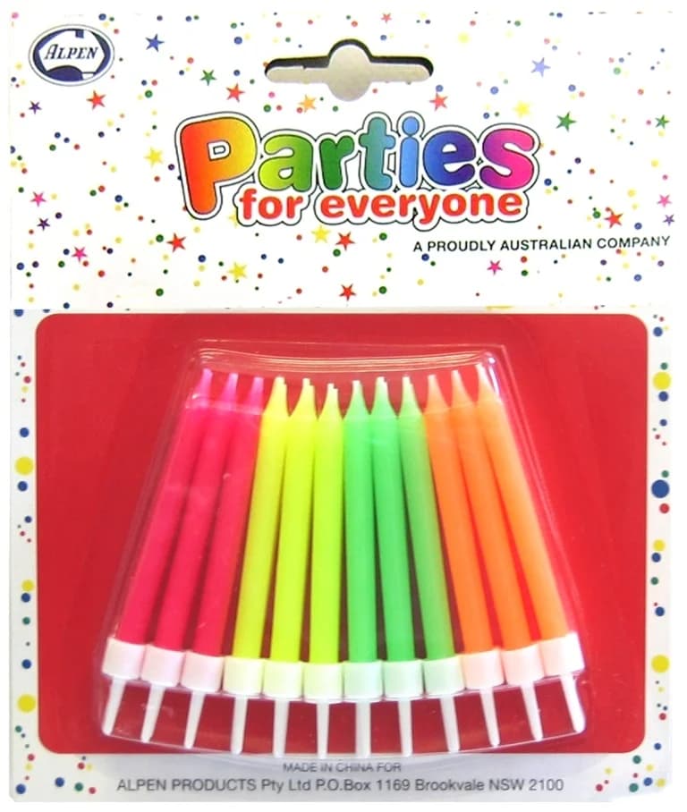 Neon Candles (Pk 24) W/Holders