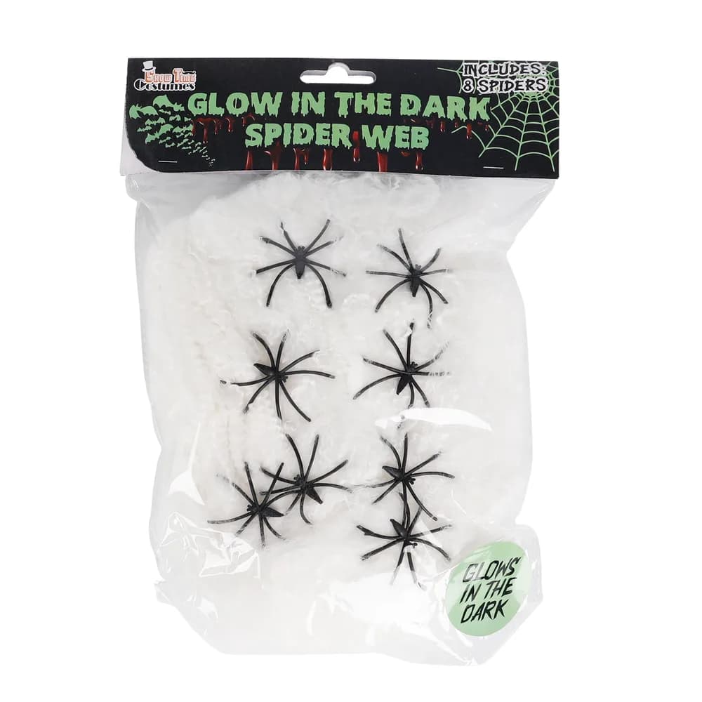 Glow in the Dark Cobweb 100g with 8 Spiders