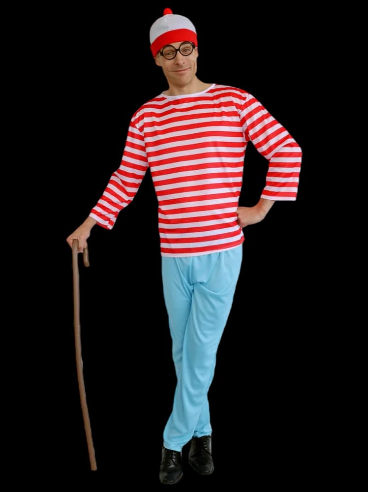 Adults Red & White Striped Bobble-Hat Costume