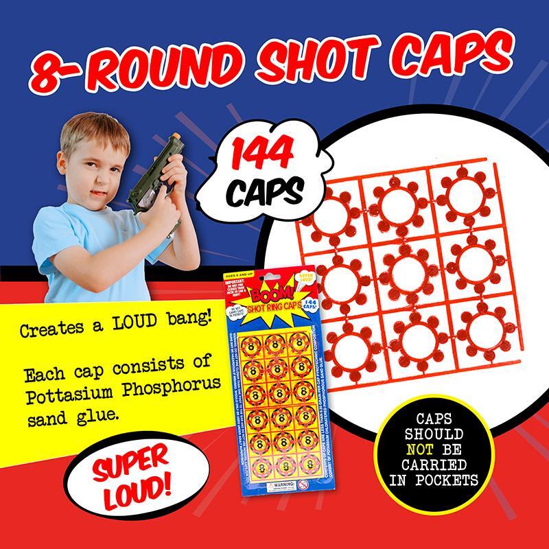 Cap Gun 8 Shot Ring Caps - Pk 18