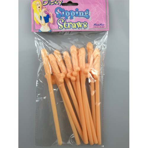 10 Pack Penis Sipping Straws - Pink