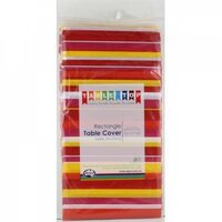 Red, Pink Yellow Stripes Plastic Rectangle Tablecover (137x274cm)