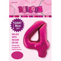 #4 Hot Pink 34" Foil Balloon