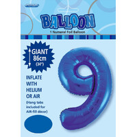 #9 Blue 34" Foil Balloon