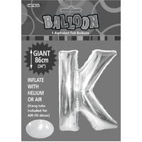 Letter K Silver 34" Foil Balloon