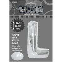 Letter L Silver 34" Foil Balloon