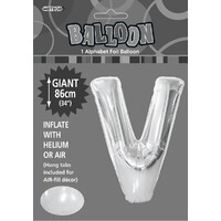 Letter V Silver 34" Foil Balloon