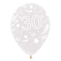 Crystal Clear "30" Print 30cm Balloons - pk 50*