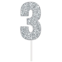 Silver Glitter Cake Topper #3*