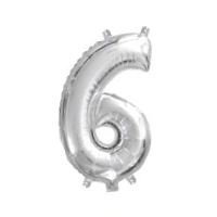 Number 6 Silver Foil Balloon (35cm)