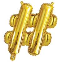 Hashtag # Foil Gold Balloon  - 35cm Air Fill