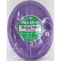 Reusable Purple Plastic Oval Plates (315 x 245 mm) - Pk 20