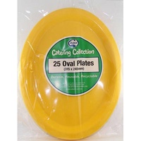 Reusable Yellow Plastic Oval Plates (315 x 245 mm) - Pk 20