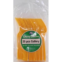 Reusable Yellow Plastic Forks - Pk 20