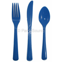 Reusable Royal Blue Plastic Spoons - Pk 20