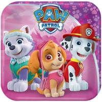 Paw Patrol Girl 17.8cm Square Plates - Pk 8