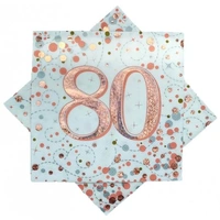 Sparkling Fizz Rose Gold "80" Napkins - Pk 16