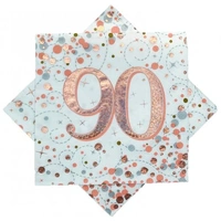 Sparkling Fizz Rose Gold "90" Napkins - Pk 16