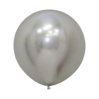 60cm Reflex Silver Latex Balloons - Pk 3