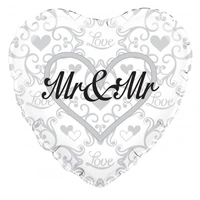 Mr & Mr Silver Filigree 18" Foil Balloon