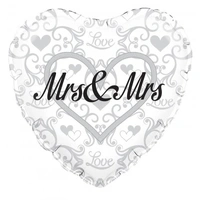 Mrs & Mrs Silver Filigree 18" Foil Balloon