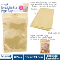 Bags Eco Resealable 15cm x 24.5cm 6pk