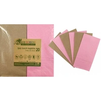 Lunch Napkins (2ply) - Light Pink & Kraft - Pk 20