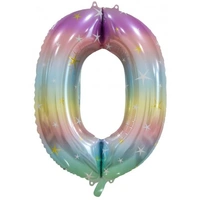 #0 Pastel Rainbow 34" Foil Balloon