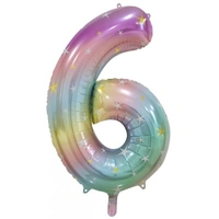 #6 Pastel Rainbow 34" Foil Balloon